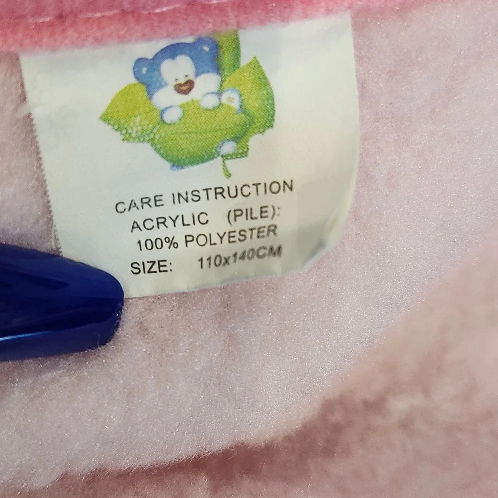 Vintage Precious Moments Girl on Swing Pink Plush Blanket *Read